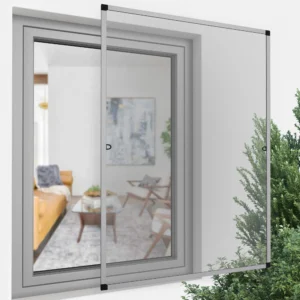 Insektenschutz Spannrahmen-Fliegengitter Profi Line 120 x 150cm in silber (RAL 9006) für Fenster aus dem Hause JAROLIFT. Der Spannrahmen ist für Fenster mit einer Größe von max. 120 x 150 cm geeignet und kann selbst einfach auf die benötigte Fenstergröße gekürzt werden. Das Fenster Insektenschutz-Fliegengitter schützt vor Mücken