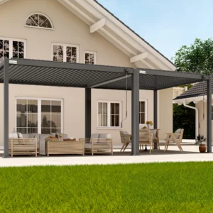 PERGOMONDO Pergola mit Lamellendach. Entdecken Sie das ganze Jahr über Luxus im Freien mit PERGOMONDO Pergolen! Willkommen im Reich der Outdoor-Entspannung! PERGOMONDO bringt Ihnen die ultimative Pergola mit Lamellendach