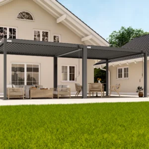PERGOMONDO Pergola mit Lamellendach. Entdecken Sie das ganze Jahr über Luxus im Freien mit PERGOMONDO Pergolen! Willkommen im Reich der Outdoor-Entspannung! PERGOMONDO bringt Ihnen die ultimative Pergola mit Lamellendach