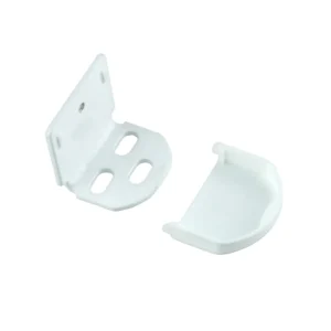 DELPHOS Montagewinkel inkl. Abdeckkappe und Schrauben in der Farbe Weiß. Zur Befestigung von DELPHOS Plissees auf dem Fenster oder an der Wand geeignet.