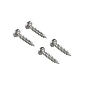 Das DELPHOS Schraubenset für die Glasleistenmontage enthält 4 Schrauben. Diese dienen zur Befestigung von Plissees mit dem DELPHOS System in der Glasleiste.