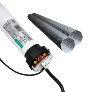 Elektromechanischer Universalmotor JAROLIFT Uni 60 Funk für Rollladen. Geeignet für Achtkant-Wellen von 60 mm. Steuerbar über einen eingebauten Funkempfänger