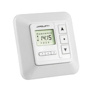 Der 4-Kanal Timer Funkwandtaster TDRCT 04W dient zur zeitlichen sowie manuellen Ansteuerung von bis zu 4 JAROLIFT TDEF-Funkmotoren oder einfachen Rohrmotoren mit entsprechendem JAROLIFT Funkempfänger (TDRR 01