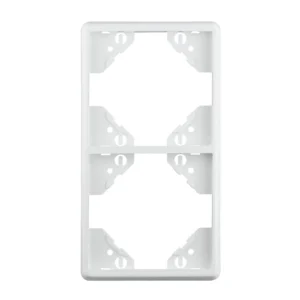 JAROLIFT System JS1 2-fach Rahmen in weiss (senkrecht). Der Dreifachrahmen in der Farbe 9016 weiss kann mit allen JAROLIFT Unterputz-Wippschaltern und Wipptastern verwendet werden. Dieser Rahmen eignet sich nur für die senkrechte Montage.