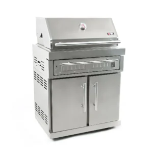 BRENNA Edelstahl-Erweiterungsmodul Holzkohlegrill MKG-400 Premium. Holzkohlegrill als Outdoorküchen-Modul aus massivem Edelstahl. Massive Edelstahlroste mit acht Millimeter Durchmesser. Holzkohle-Schubladen-System für ein einfaches Nachlegen der Grillkohle. Brennraumteiler für verschiedene Temperaturzonen inklusive. Großer Unterschrank mit zwei Türen.
