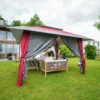 Faltpavillon Weekend | 4 x 4 m Dach / 3 x 3 m Gestell / anthrazit + 4 Stützenverkleidungen. Unkompliziert verwendbar. Wasserdichtes Doppeldach sorgt für bessere Belüftung. Gerüst aus pulverbeschichtetem Stahl. Aufbau geht schnell und einfach. Inklusive praktischer Transporttasche mit Rollen.