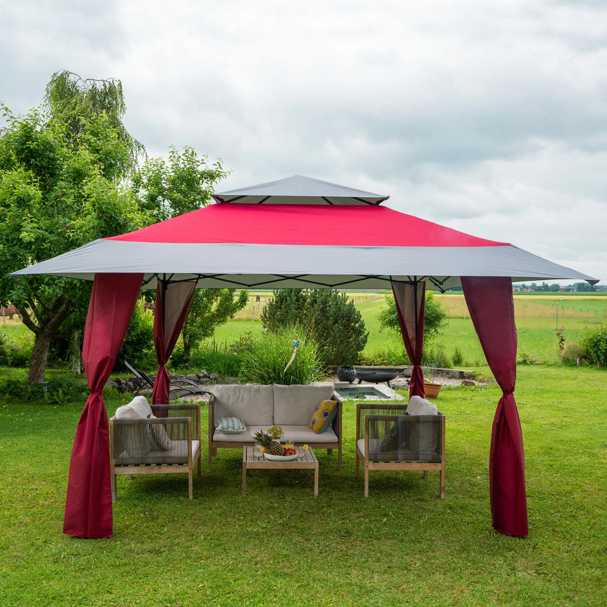 Faltpavillon Weekend | Dach 4 x 4 m für Gestell 3 x 3 m + 4 Stützenverkleidungen