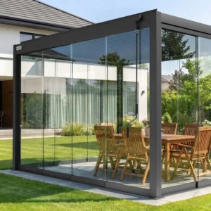 Glasschiebetüren für Pergola | 4 m