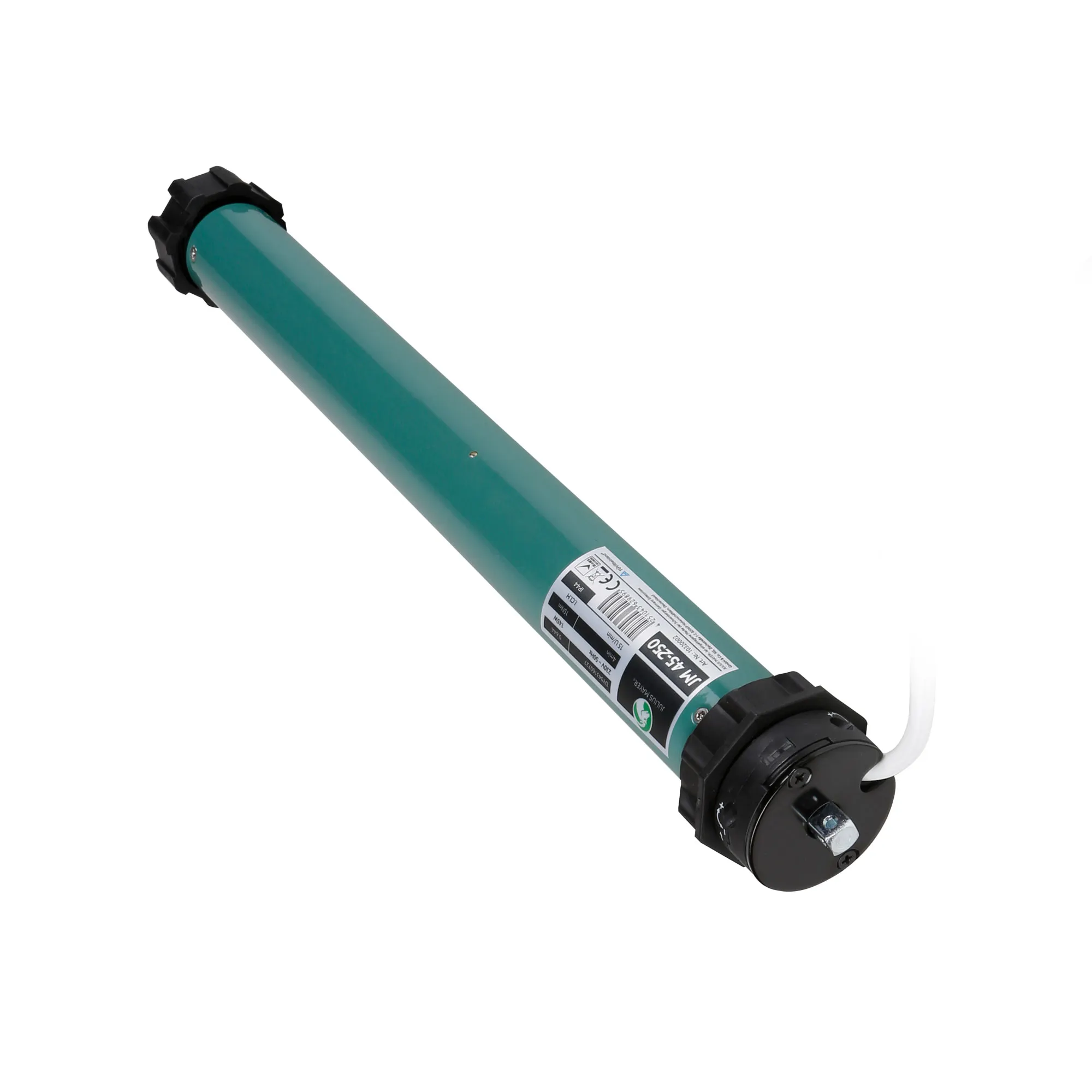 JULIUS MAYER Rollladenmotor JM45-350 mit Zugkraft 25 Nm / 50 kg für Achtkantwelle SW60! Der technisch ausgereifte elektrische Rollladenantrieb von JULIUS MAYER verfügt über ein fast geräuschloses Planetengetriebe und einen sehr niedrigen Energie- und Stromverbrauch. Der Motor zeichnet sich durch punktgenaue Endabschaltung ohne Nachlauf und integrierten Überhitzungsschutz aus. Der Motor bremst auch bei Stromausfall zuverlässig. Die Montage gelingt ohne Aufwand