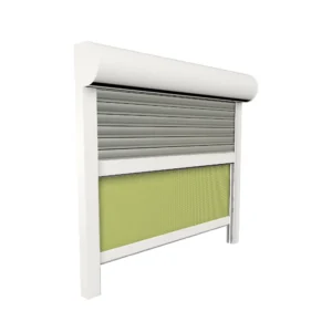 Vorbaurollladen Hybrid nach Maß | Insektenschutz- / Screen Rollo. Wahlweise integriert: Insektenschutzrollo oder Screenrollo. Aluminium-Führungsschienen. Kunststoff- oder hochwertige Aluminiumlamellen. 30 verschiedene Lamellenfarben verfügbar (u.a. Holzoptik). Auch als Fenster- und Türkombinationen möglich.