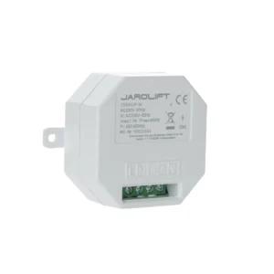 Mit dem 1-Kanal Funkempfänger TDRRUP-M aus dem Hause JAROLIFT wandeln Sie Ihren Rohrmotor oder Markisenmotor ohne Aufwand in einen Funkmotor um. Die Steuerung kann per JAROLIFT TDR-Funksender erfolgen. In Kombination mit dem TDMS Erschütterungssensor wird noch eine spezielle Schutzfunktion aktiviert. Der Empfänger kann mit einem bereits am Motor angemeldeten TDRC Hand-oder Wandsender problemlos eingelernt werden. Die Montage per Unterputz ist ohne großen Aufwand zu bewerkstelligen.