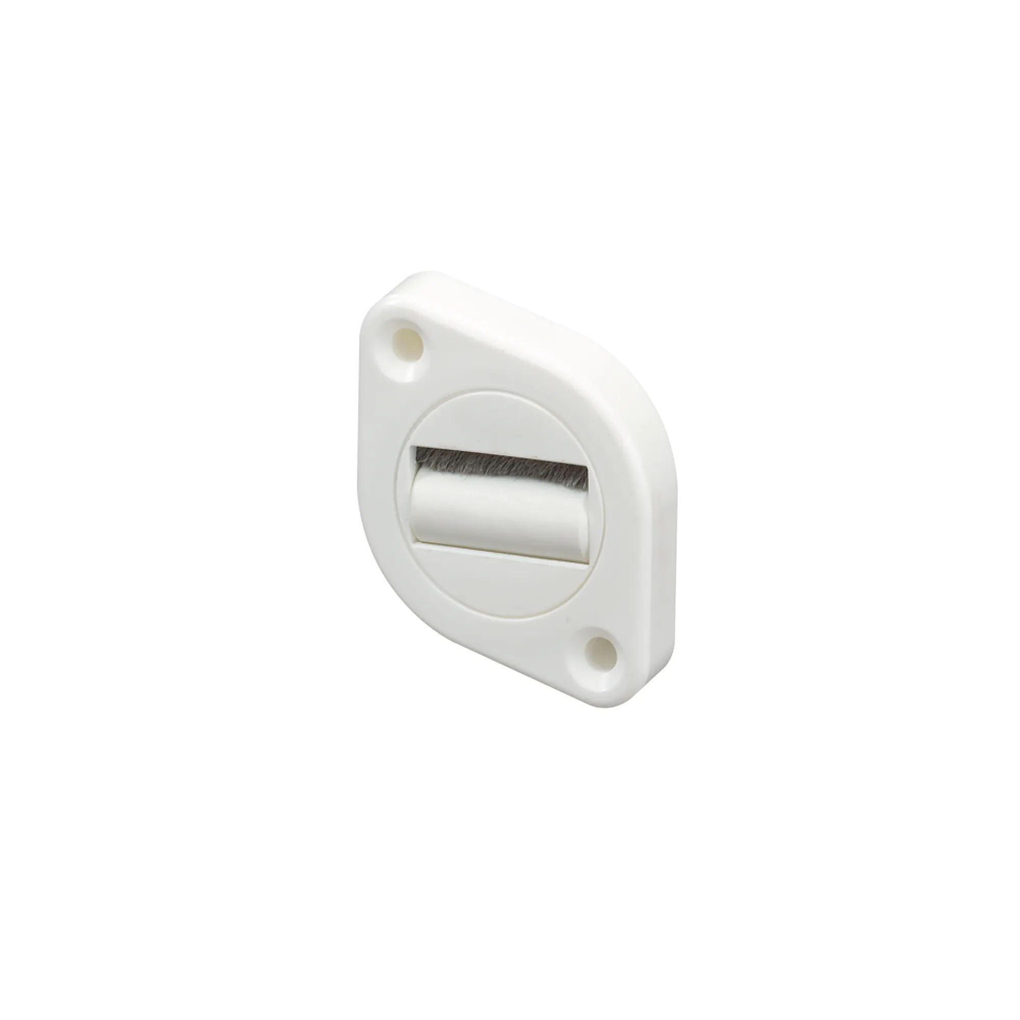 Die drehbare Gurtführung mit Bürsteneinsatz und Leitrolle aus dem Hause JAROLIFT in der Farbe weiss ist für Gurte mit einer Breite von bis zu 18 - 23 mm geeignet. Durch das um 360° drehbare Innenteil und der nadelgelagerten Leitrolle wird das Gurtband auch bei schrägem Zug immer mimimal belastet. Der Bürsteneinsatz dichtet den Gurtauslass thermisch ab und reduziert Eindringen von Schmutz und Staub.