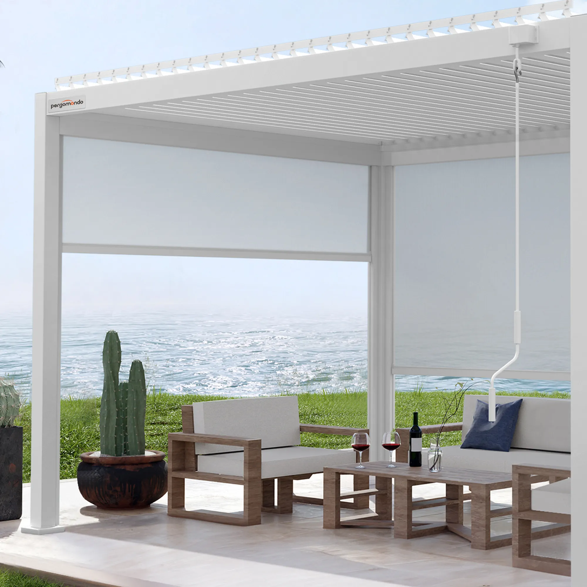Pergomondo Screen-Rollo für Pergolen Schaffen Sie einen privaten Rückzugsort im Freien mit dem Pergomondo Screen-Rollo für Pergolen. Verfügbar in elegantem Anthrazit oder klassischem Weiß und wählbar zwischen den Größen 3 oder 4 Meter. Dieses stilvolle Screen-Rollo kombiniert Funktionalität mit einem modernen Design und macht Ihren Außenbereich zum perfekten Ort für Entspannung