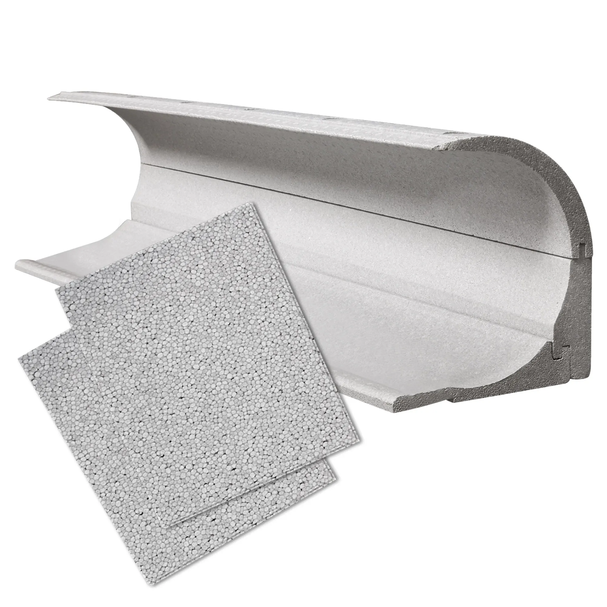 DiHa Roka-Ass Perfekt für Rollladen Rundkasten | 240mm Kastendeckel Dämmung | 3-teilige runde Kastendämmung mit einer Länge von 1000mm. Set inkl. DiHa Roka-Ass Rollladenkasten-Seitenteildämmung aus Neopor (2er Pack). Dieses Altbau-Sanierungs-System besteht aus hochwertigem Neopor mit einer Wärmeleitfähigkeit von 0