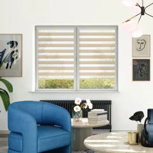 Das VICTORIA M Doppelrollo mit moderner Kassette und Führungsschienen bietet nicht nur ein modernes und elegantes Design