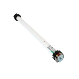 Elektromechanischer Markisenmotor JAROLIFT Uni 78 Funk NHK mit Nothandkurbel. Geeignet für Markisen-Nutwellen von 78 mm. Steuerbar über einen eingebauten Funkempfänger