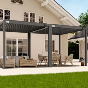 PERGOMONDO Pergola mit Lamellendach. Entdecken Sie das ganze Jahr über Luxus im Freien mit PERGOMONDO Pergolen! Willkommen im Reich der Outdoor-Entspannung! PERGOMONDO bringt Ihnen die ultimative Pergola mit Lamellendach